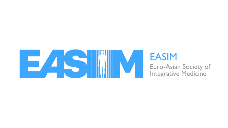 logo of Euro-Asian Society of Integrative Medicine in blue color, showing a person within the logo
